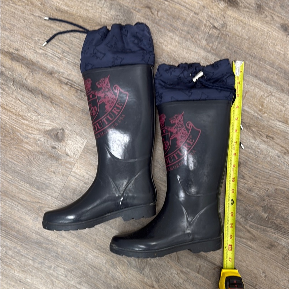 Juicy Couture Black and Navy Logo Rain Boots